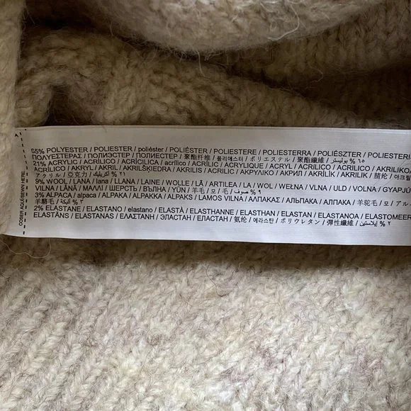 NWT MNG Mango Curve Chunky Cable Knit Sweater Ivory Beige/Collar Detail Plus 4XL - Picture 7 of 11